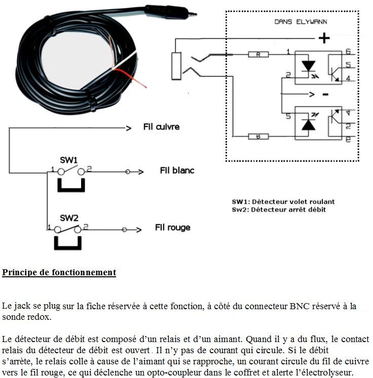 jack vers capteur de débit cablage détecteur de débit